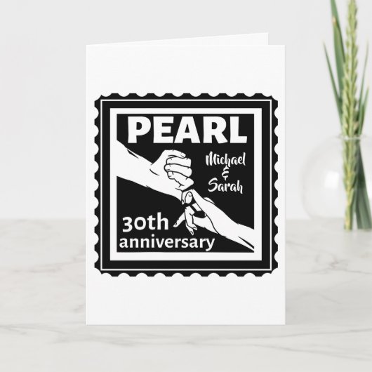 Carte 30e anniversaire mariage noir et blanc romantique (Devant)
