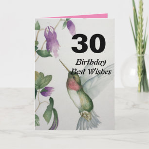 Carte 30e anniversaire Meilleurs voeux Fleur de colibri
