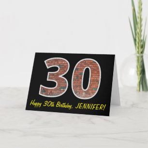 Carte 30e anniversaire - Motif de mur de briques "30" av