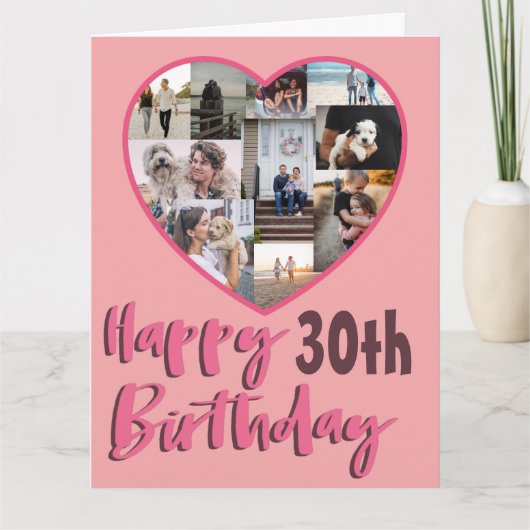 Carte 30e anniversaire n'importe quel âge Photo Collage (Devant)