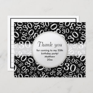 Carte 30e anniversaire : Noir/Blanc Motif numérique