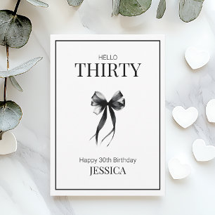 Carte 30e anniversaire noir et blanc minimal moderne heu