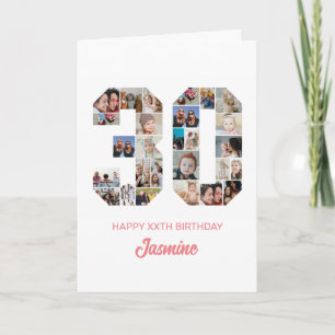 Carte 30e anniversaire Numéro 30 Photo Collage personnal
