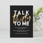 Carte 30e anniversaire or élégant moderne script simple (Debout devant)