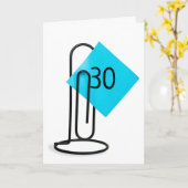 Carte 30e anniversaire Post- It Note sur un clip papier
