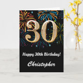 Carte 30e anniversaire Rainbow Fireworks noir et or (Fleur jaune)