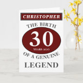 Carte 30e anniversaire Red Genuine Legend Ajouter votre (Fleur jaune)