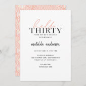 Carte 30e anniversaire script moderne géométrique pêches (Devant / Derrière)