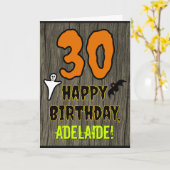 Carte 30e anniversaire : Thème Halloween Éffrayant, Nom  (Fleur jaune)