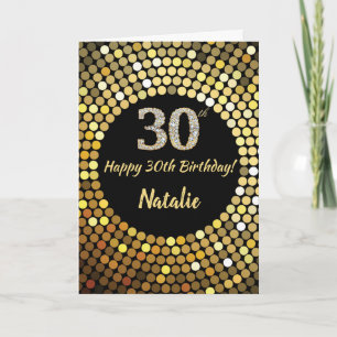 Carte 30e Birthday Black and Gold Glitter Card