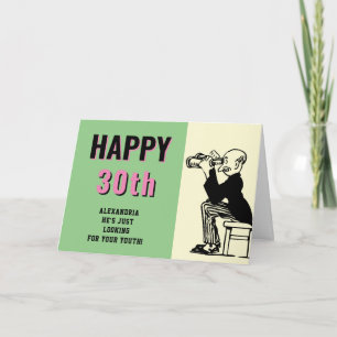 Carte 30e Birthday Personalized Retro Funny Cartoon