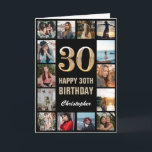 Carte 30e Joyeux Anniversaire Black and Gold Photo Colla<br><div class="desc">30th Happy Birthday Black and Gold Photo Collage Birthday Card. Pour plus de personnalisation,  cliquez sur le bouton "Customiser" et utilisez notre outil de conception pour modifier ce modèle.</div>