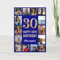 30e Joyeux anniversaire Marine Blue & Gold Photo C