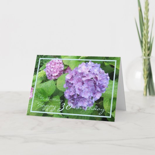 Carte 30ème Anniversaire Bretagne Hydrangeas Elégant cad (Devant)