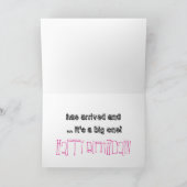 Carte 30ème anniversaire fille, texte noir & rose, blanc (Intérieur)