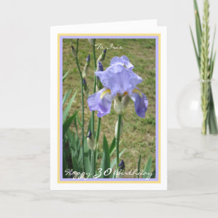 Carte 30ème Anniversaire Purple Iris Elégant Cadre d'Or 