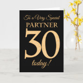 Carte 30ème effet Gold sur Black pour l'anniversaire de  (Fleur jaune)