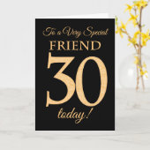 Carte 30ème effet or sur Black pour Ami Anniversaire (Fleur jaune)