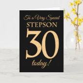 Carte 30ème effet or sur Black pour Stepson Anniversaire (Fleur jaune)