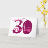 Carte 30ème Fille d'anniversaire, Bourgogne, blanc rose (Fleur jaune)