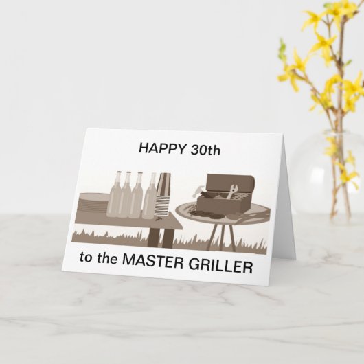 Carte 30ème POUR LE "MASTER GRILLER" (Fleur jaune)