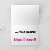 Carte 30ème Texte de fille d'anniversaire, noir et rose, (Intérieur)