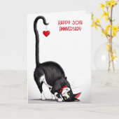 Carte 30th Anniversary Cat With Red Heart (Fleur jaune)