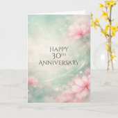 Carte 30th Anniversary Dreamy Flowers On Mint Green (Fleur jaune)