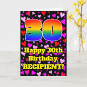 Carte 30th Birthday: Loving Hearts Pattern, Rainbow # 30 (Fleur jaune)