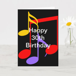 Carte 30th Birthday Music Notes Folded Greeting Card