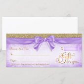 Carte 311 Purple Faux Parties scintillant Certificat cad (Devant / Derrière)