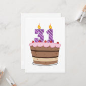 Carte 31 ans sur le gâteau d'anniversaire (Devant/Arrière en situation)