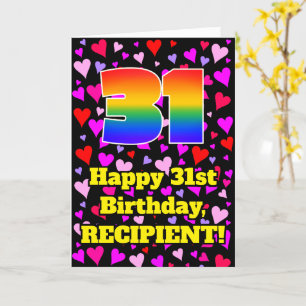 Carte 31e anniversaire : Amour Hearts Motif, Arc-en-ciel
