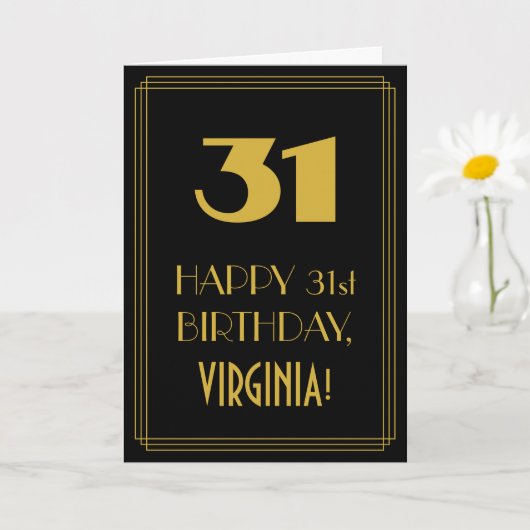 Carte 31e anniversaire - Art Déco Inspiré Look "31" & No (Petite plante)