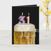 Carte 31e Anniversaire Bière en noir (Fleur jaune)