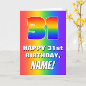 Carte 31e anniversaire : coloré, amusant Motif arc-en-ci (Fleur jaune)