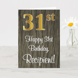 Carte 31e anniversaire : Elégant Faux Gold Look #, Faux