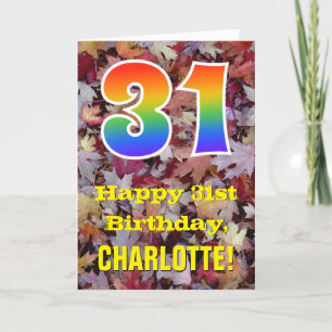 Carte 31e anniversaire; feuilles d'automne rustiques; ar