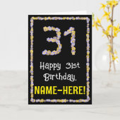 Carte 31e anniversaire : Floral Flowers Numéro, Nom pers (Fleur jaune)
