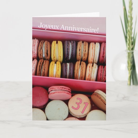 Carte 31e Anniversaire Français de Macaron-Joyeux ! (Devant)