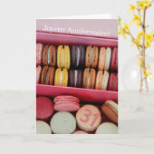Carte 31e Anniversaire Français de Macaron-Joyeux ! (Fleur jaune)