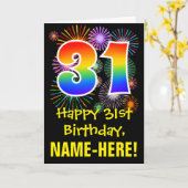 Carte 31e anniversaire : Fun Motif Fireworks + Rainbow 3 (Fleur jaune)