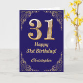 Carte 31e Anniversaire Marine Parties scintillant Bleu e (Fleur jaune)