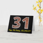 Carte 31e anniversaire - Motif de mur de briques "31" av (Fleur jaune)