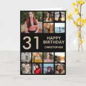 Carte 31e anniversaire Photo Collage 13 Photos Black & G (Fleur jaune)