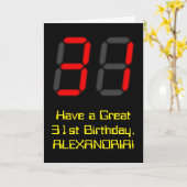 Carte 31e anniversaire : Rouge Digital Clock Style "31"  (Fleur jaune)