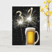 Carte 31e anniversaire Sparklers avec Beer Mug (Fleur jaune)