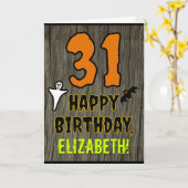 Carte 31e anniversaire : Thème d'Halloween Éffrayant, No (Fleur jaune)