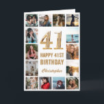 Carte 31e Joyeux Anniversaire Collage photo d'or et de b<br><div class="desc">41e Joyeux Anniversaire Gold et White Photo Collage Carte Anniversaire. Pour plus de personnalisation,  cliquez sur le bouton "Customiser" et utilisez notre outil de conception pour modifier ce modèle.</div>