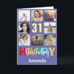 Carte 31e Joyeux Anniversaire Photo Collage Moderne<br><div class="desc">31e Joyeux Anniversaire Photo Collage Carte moderne avec nom personnalisé. Pour plus de personnalisation,  cliquez sur le bouton "Customiser" et utilisez notre outil de conception pour modifier ce modèle.</div>